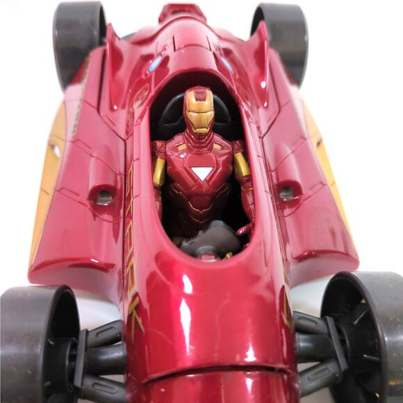 Iron Man 2 Red Vortex Stark Motor Racing F1 Race Car w Figure 2010 Hasbro Marvel - Picture 5 of 8
